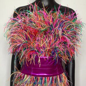 AKIRA Multicolor Feather Mini Dress